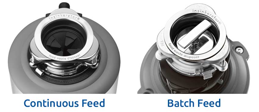 continuous feed vs batch feed garbage disposal